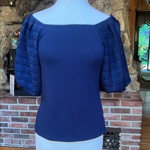 Pleione - Anthropologie Blue Off-Shoulder Top